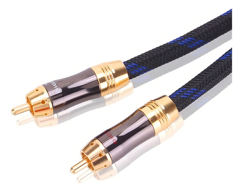 Cable De Audio Subwoofer 1 Rca A 2 Rca M/m | Azul / 1,2m