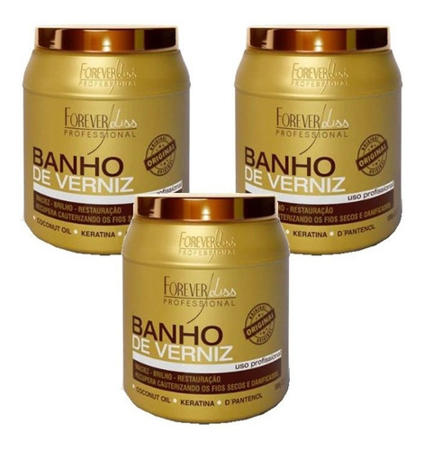 Kit 3 Banhos De Verniz - Forever Liss 1kg 