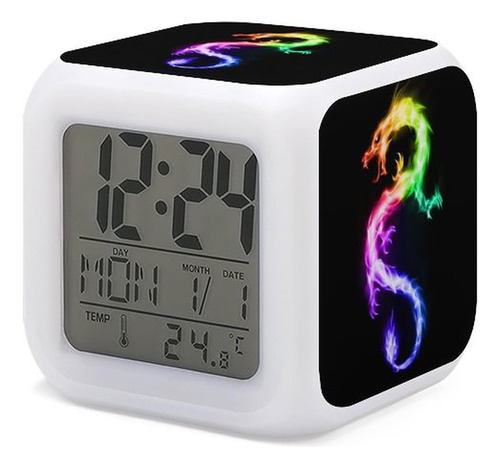 Xuwu Reloj Despertador De Dragon Para Ninos, 7 Led Que Cambi