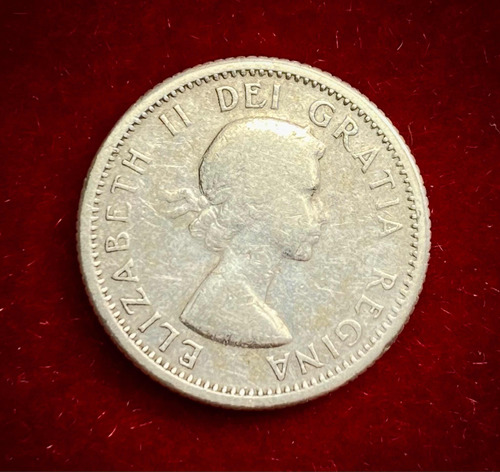 Moneda 10 Centavos Canadá 1955 Km 51 Plata 0.800 Elizabeth 2