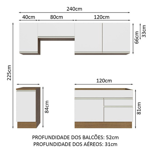 Cocina Integral Glamy 2 40 Metros 07 Marrón Blanco Madesa Grgl2400076e