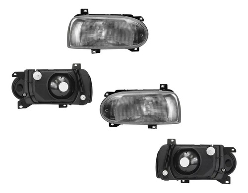 2 Faros Cromado Vidrio Rayado Dfzn Golf A3 1993 1994 1995