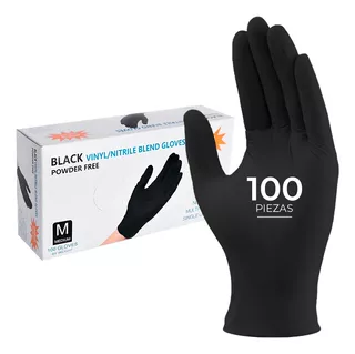 Guantes De Nitrilo Vinilo Negro Libre De Latex 100 Piezas