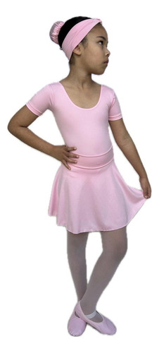 Kit Ballet Com Saia De Cos 6 Itens - Com Manga (juvenil) Rosa 14