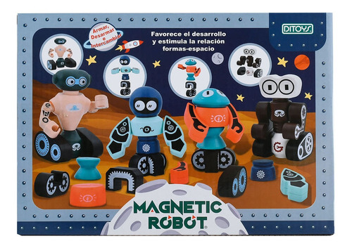 Magnetic Robot Cascos Azul Y Beige Articulados Conectables C