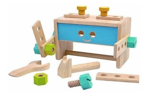 Imagen 2 de 5 de Caja Herramientas Madera Transformable Robot 18pzs Plan Toys