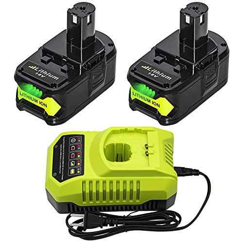 2 Pack 6 0ah 18v Baterías De Litio Y Cargador Ryobi 18...