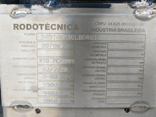 Semi Reboque Tanque Inox Isotérmico Revestido 2020 40.000 Lt