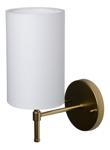 Arandela De Cabeceira Luminaria Aluminio Completa Bivolt E27 Cor Dourado Cúpula Branca 110V/220V