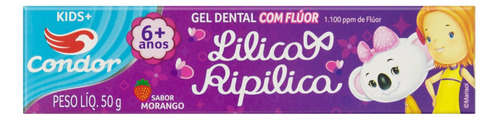 Pasta de dentes infantil Condor Kids Lilica Ripilica Morango  em gel 50 g