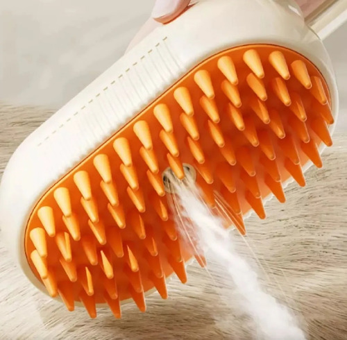 Cepillo A Vapor - Peine Masajeador Para Mascotas Blanco