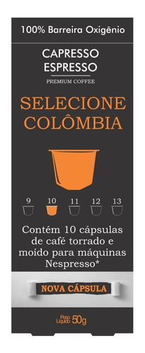 Cápsula Café Colômbia Capresso Compativel Nespresso 10uni
