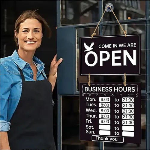 Y Cartel Comercial De Open Y Closed De 56x24.8 Cm Para