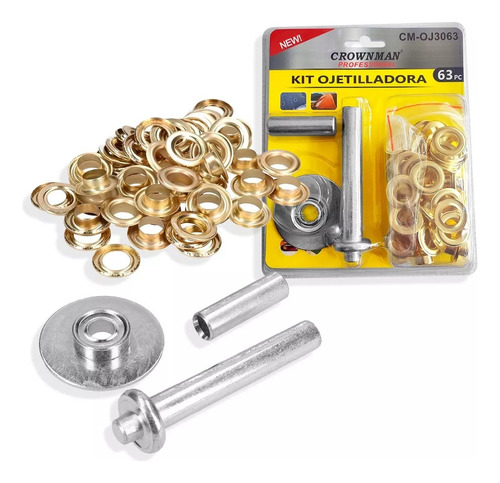 Kit Ojetillos + Prensa Manual 63pcs Reparador Remache Ojal