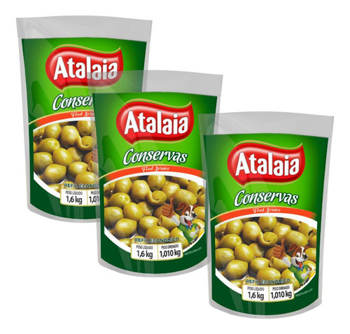 Azeitona Verde Atalaia Atacado Restaurante S/ Caroço 3kg