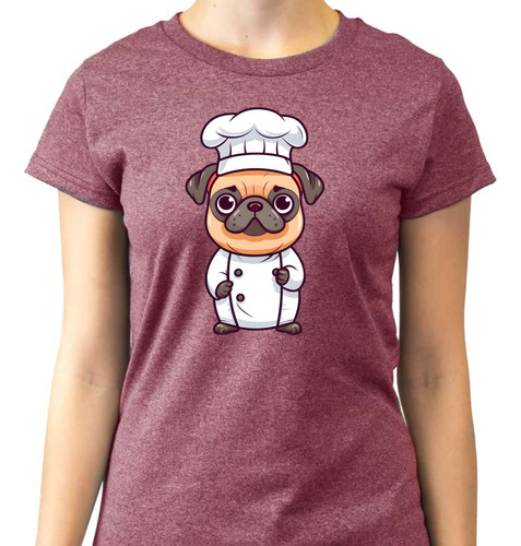 Playera Para Mujer Chef Lady Perro Pug Lover