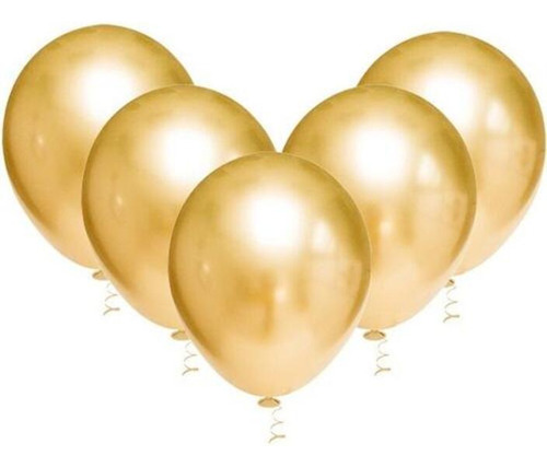 50 Unid Balão Bexiga Cromado Aluminio N5 Cores À Cor C-dourado