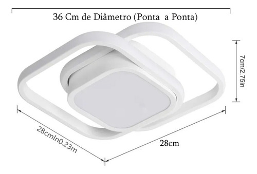 Luminária De Led Sobrepor Paflon Top Moderna 3 Em 1 Bivolt