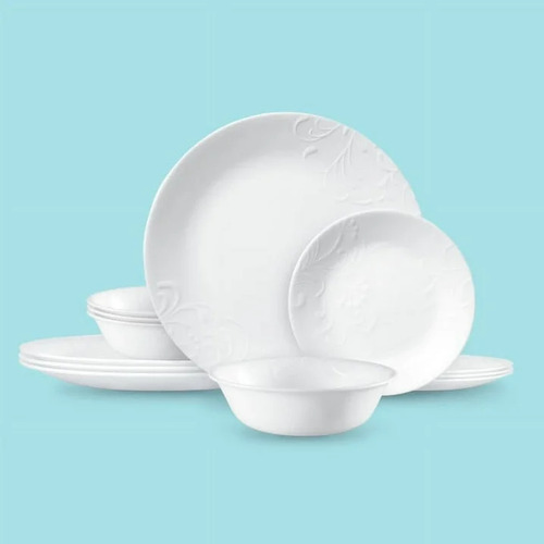 Vajilla Corelle Madeline En Relieve, 12 Piezas, Color Blanco Blanco Madeline