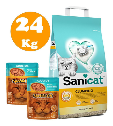 Arena Sanitaria Aglomerante Para Gatos Sanicat 24kg + Regalo