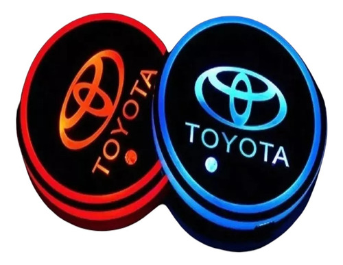 Porta Vasos Luces Led Cambia 7 Colores Emblema Toyota (par)