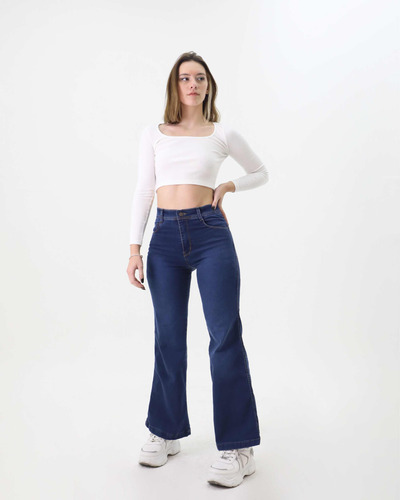 Wide Leg Jean Elastizado Mujer Vintage - Varios Talles