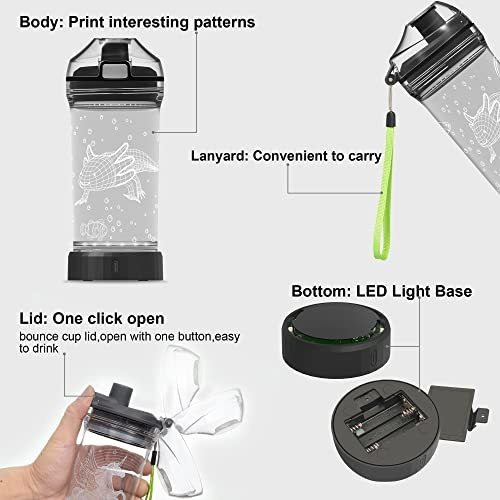 Botella De Agua Axolotl Para Niños Con Luz Led Brillante En
