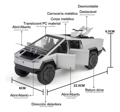 Minicoche Metálico De Motocicleta Tesla Con Luces Y Sonidos