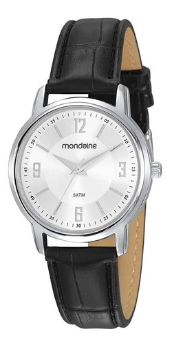 Relógio Mondaine Feminino Prata Couro Analógico Original