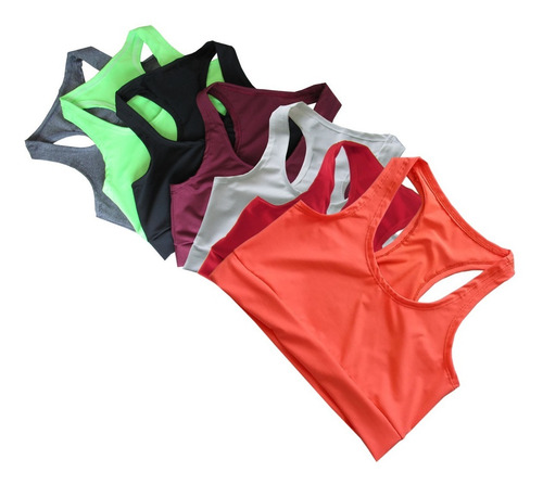Imagem 7 de 10 de Kit 5 Top Feminino Alta Sustentação Academia Fitness Treino