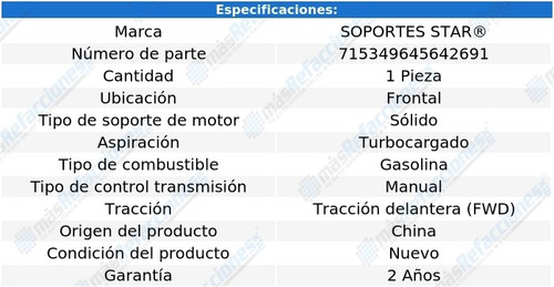 Soporte Motor Frontal Derecho Mirage L4 1.6l Turbo 89