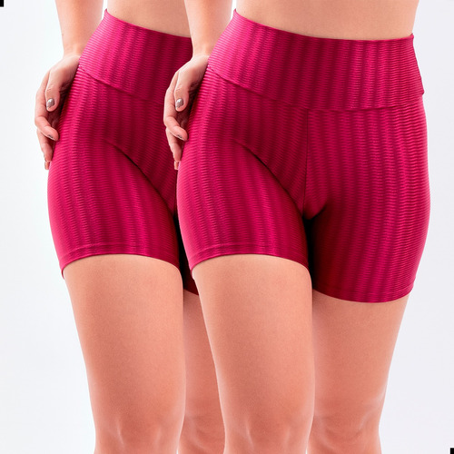 Kit 2 Shorts Feminino Bordo Zero Transparência Confortável