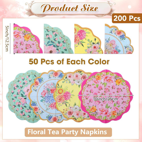 200 Servilletas Desechables Para Fiesta De Té, Servilletas D