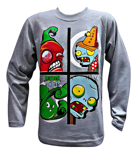 Remera Plants Vs Zombies 100% Algodon Doble Estampa Premium