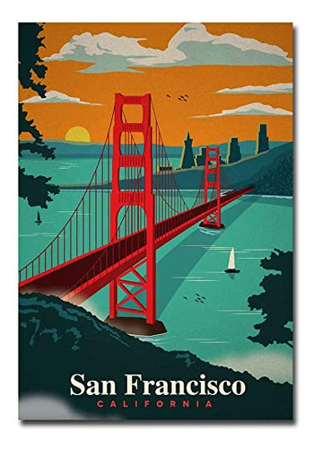 Refrigerador De Arte Vintage Para Viajes Golden Gate Bridge