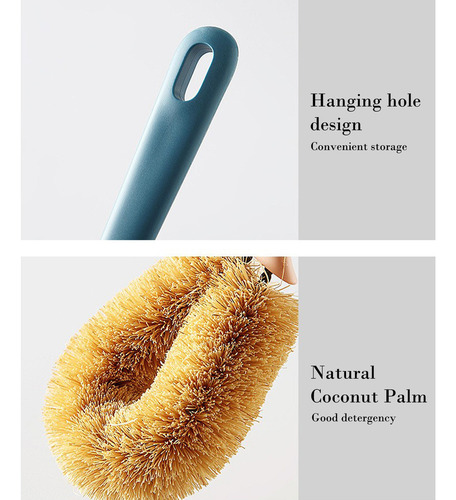 Cepillo Para Ollas De Cerdas De Palma Con Mango Largo Para L