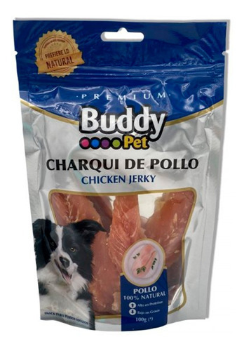 Snack Perros Charqui De Pollo Buddy Pet Premium Natural