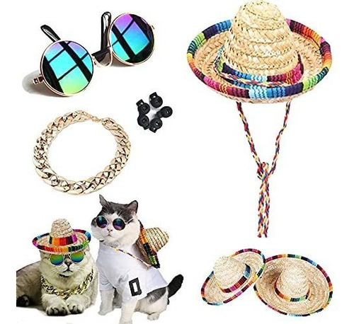 Ropa Gato - 10 Pieces Cat Small Dog Costume, Mini Sombrero M