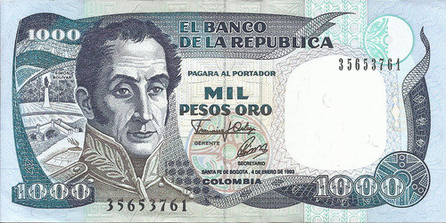 Colombia 1000 Pesos 4 Enero 1993