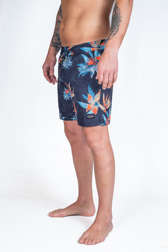 Volleyshort Short Baño Hombre Spy Limited Flowers Black