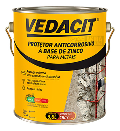 Primer Anticorrosivo Armatec Zn Vedacit 3,6l Zinco Metal