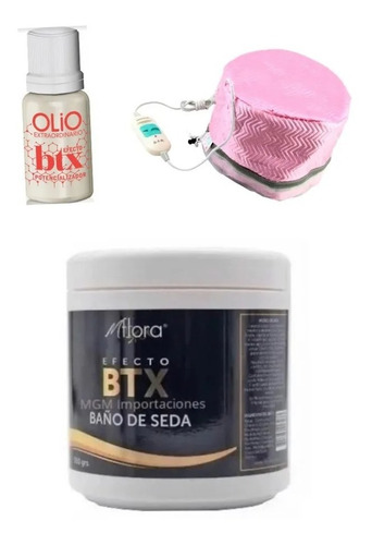 Mascara Capilar Btx Baño De Seda + Ampolla + Gorro Termico
