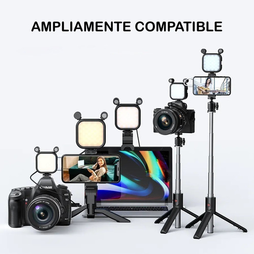 Imagen 9 de 10 de Microfono Stereo 2 En 1 Con Panel De Luz Led Rgb Y Blanca