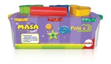 Masa Para Moldear Modelo 3 Super Potes Brillitos  Antex