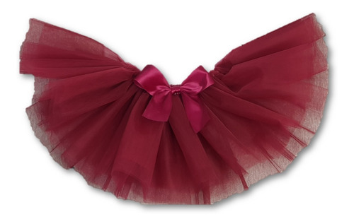 Tutu Para Bebé Color Vino Esponjosito 4 Capas Ajustable 0a24