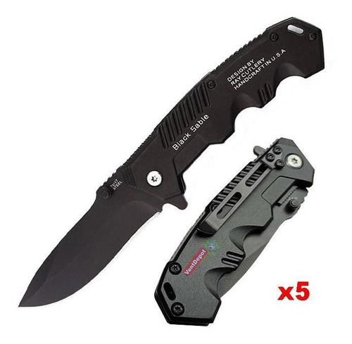 Navaja Para Campismo, Mxbrz-005, 5pzas, Cuchilla Pleg Color Negro