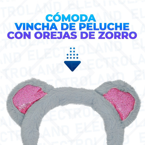 Imagen 4 de 10 de Auriculares Stereo Orejas Zorro Vincha Peluche Cable 1,5mts