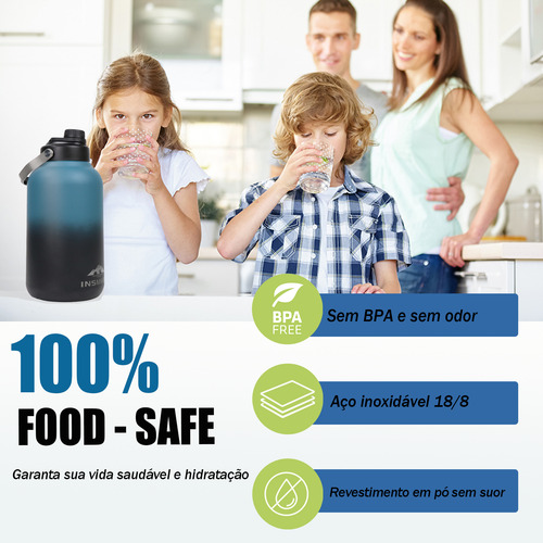 Garrafa Térmica Grande 1.89 Litros Aço Inox Com Alça
