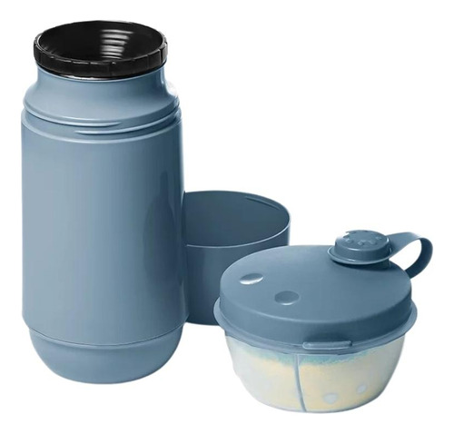 Conjunto Garrafa 250ml E Pote Leite Em Po Azul Sanremo