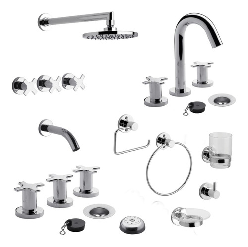 Griferia Fv Alerce D7 Baño Compl+kit Acc 5 Pzastriades P